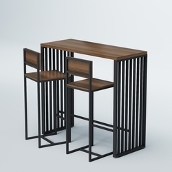 Комплект барный стол "Кофе-брейк" №7 и стулья, Орех