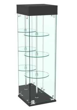 Витрина РОТАЦИЯ настольная с вращающимися полками №27-3 (задняя стенка - зеркало), Черный