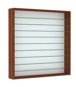 Витрина настенная №4-5Г открытая с девятью прозрачными полками, Орех