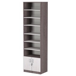 Стеллаж из ДСП с 6-ю полками 400x600 мм серии LEVEL-6 №7 (З/C - ДВП), Ясень Анкор темный + Ясень Анкор светлый