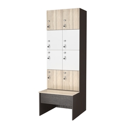 Шкаф для раздевалок со скамейкой КОМБО-Квартет №2-1, Дуб Венге+Дуб сонома+Белый