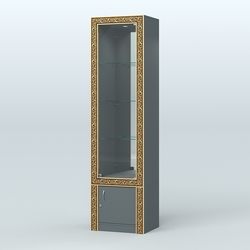 Витрина зеркальная с декором №ВБА-4, Темно-Серый