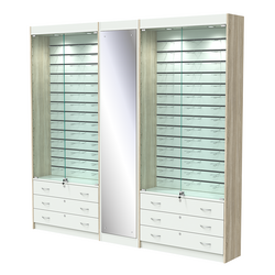 Комплект витрин под очки №10+1+10 (закрытый доступ), Дуб Сонома + Белый