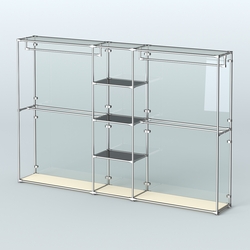 Торговая система ХРОМ (задняя стенка - стекло) 3030 мм с тонированными полками и поручнями №4, Крем Вайс