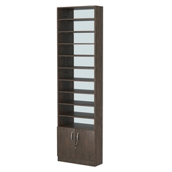 Стеллаж из ДСП с 9-ю полками 200x600 мм серии LEVEL-9 №3-2 (З/C - ЗЕРКАЛО), Дуб Венге