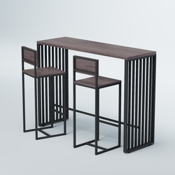 Комплект барный стол "Кофе-брейк" №6 и стулья, Ясень Анкор темный