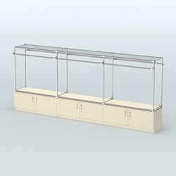 Островная торговая система ХРОМ 3600 мм с тумбами Т21 и поручнями №2, Крем Вайс