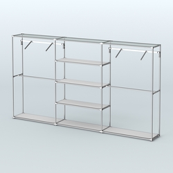 Торговая система ХРОМ без ДСП 3600 мм с полками ДСП и поручнями №10, Серый