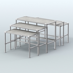 Комплект столов №2-4 с полками ДСП 16мм, Метрополитан Грей