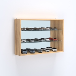 Витрина настенная №203-2Г с двумя полками из стекла и зеркалом, Дуб Золотистый