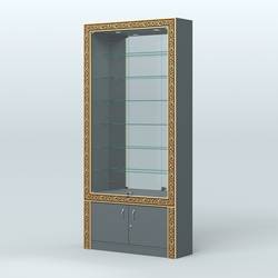 Витрина пристенная с декором №ВБА-32, Темно-Серый