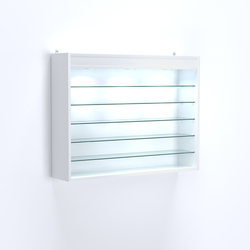 Витрина настенная №203-7Г открытая с пятью полками и фризом, Белый