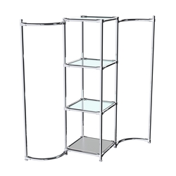 Хромированное вешало ВОЛНА №1-1 с полками стекло 6 мм, Серый