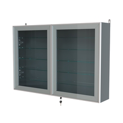 Витрина настенная №3-5А широкая с пятью стеклянными полками серии Collecto, Темно-Серый