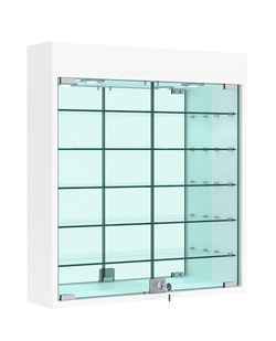 Витрина настенная №1-8А с пятью полками, подсветкой и зеркалом, Белый