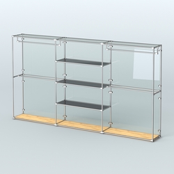 Торговая система ХРОМ (задняя стенка - стекло) 3600 мм с тонированными полками и поручнями №2, Дуб Золотистый