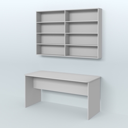 Распаковочный большой стол с антресолью для аптеки Р-05, Серый