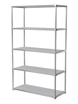 Торговый хромированный стеллаж с полками ДСП №5, Серый