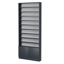 Стеллаж из ДСП с 10-ю полками 150x900 мм серии LEVEL-10 №9 (З/C - ДВП), Антрацит