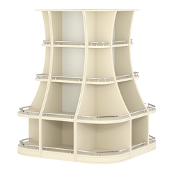 Островной низкий стеллаж ГАРАНТ №6-О с ограничителями, Крем Вайс + Белый