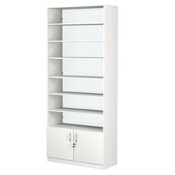 Стеллаж из ДСП с 6-ю полками 350x900 мм серии LEVEL-6 №13-1 (З/C - СТЕКЛО), Белый