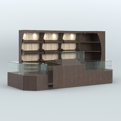 Угловой павильон со стеклянными прилавками для продажи хлеба и выпечки №3, Дуб Венге + Дуб Сонома