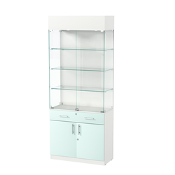 Витрина ювелирная "Диаманд" №14, ЛДСП белый + МДФ мята