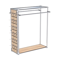 Хромированный стенд-вешало ETD-38 №1-4 (торец-ЭП) с полкой Зеркало 4мм, Дуб Сонома