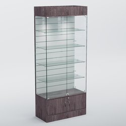 Витрина СЕТЬ №2-П с экономпанелью и полками, Ясень Анкор темный