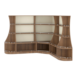 Угловой низкий стеллаж ГАРАНТ №2-О с ограничителями, Орех + Крем Вайс