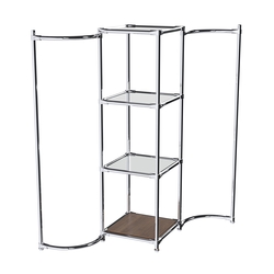 Хромированное вешало ВОЛНА №1-4 с зеркальными полками 4мм, Орех