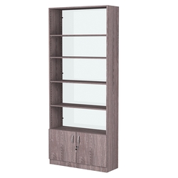 Стеллаж из ДСП с 4-мя полками 300x900 мм серии LEVEL-4 №12-1 (З/C - СТЕКЛО), Ясень Анкор темный