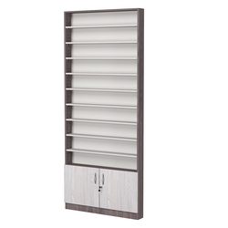 Стеллаж из ДСП с 9-ю полками 100x900 мм серии LEVEL-9 №8 (З/C - ДВП), Ясень Анкор темный + Ясень Анкор светлый