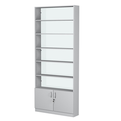 Стеллаж из ДСП с 5-ю полками 200x900 мм серии LEVEL-5 №10-1 (З/C - СТЕКЛО), Серый