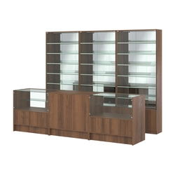 Комплект витрин с наклонными полками SL-6 №12-2 и прилавков ЭК-3, Орех