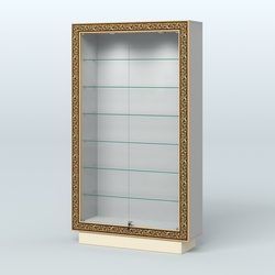 Низкая узкая витрина с декором НБА-9, Серый + Крем Вайс