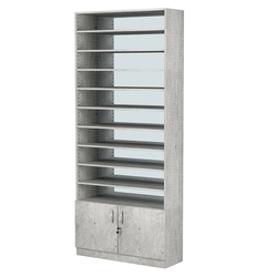 Стеллаж из ДСП с 10-ю полками 300x900 мм серии LEVEL-10 №12-2 (З/C - ЗЕРКАЛО), Метрополитан Грей