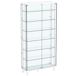 Витрина РОНДО с регулировочными полками №3-5-РЕГ на ножках (задняя стенка стекло), Белый