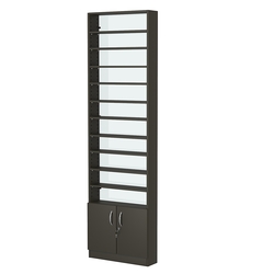 Стеллаж из ДСП с 10-ю полками 150x600 мм серии LEVEL-10 №2-1 (З/C - СТЕКЛО), Черный