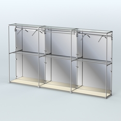 Торговая система ХРОМ (задняя стенка - зеркало) 3600 мм с поручнями №3, Крем Вайс