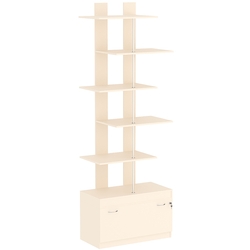 Стеллаж серии КУБ №5 с четырьмя полками высокий, Крем Вайс