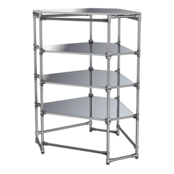 Хромированный стенд Прогресс №3-5 (с полками Зеркало 4мм), Серый