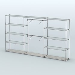 Торговая система ХРОМ без ДСП 3600 мм с прозрачными полками и поручнями №6, Метрополитан Грей