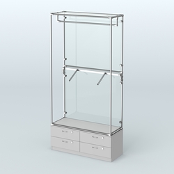 Торговая система ХРОМ (задняя стенка - стекло) 1200 мм №2-2 с тумбой Т-14 и поручнями, Серый