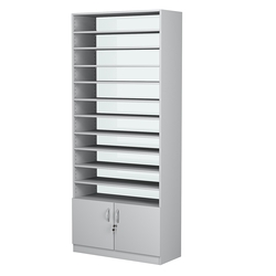 Стеллаж из ДСП с 10-ю полками 400x900 мм серии LEVEL-10 №14-1 (З/C - СТЕКЛО), Серый