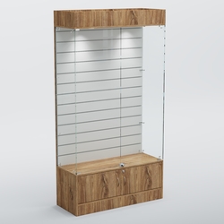 Витрина СЕТЬ №1 с экономпанелью, Дуб Канзас коричневый