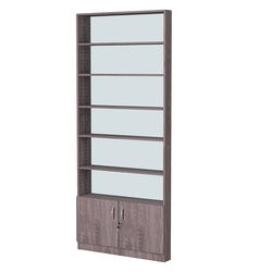 Стеллаж из ДСП с 5-ю полками 100x900 мм серии LEVEL-5 №8-2 (З/C - ЗЕРКАЛО), Ясень Анкор темный