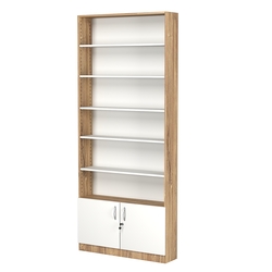 Стеллаж из ДСП с 5-ю полками 200x900 мм серии LEVEL-5 №10 (З/C - ДВП), Дуб Канзас коричневый + Белый