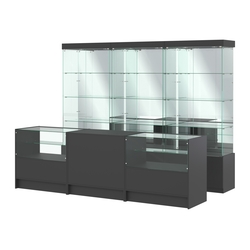 Комплект стеклянных витрин ИС-03 и прилавков ЭК-3, Черный