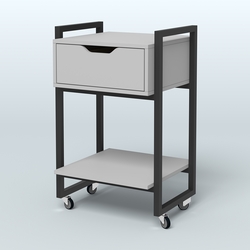 Тумба Европа мобильная с ящиком и полкой, Серый